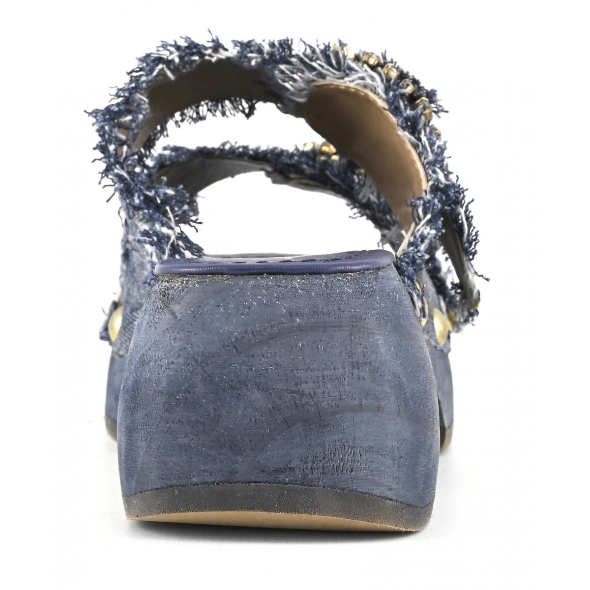 Zoccolo aperto in denim fibbie gioiello