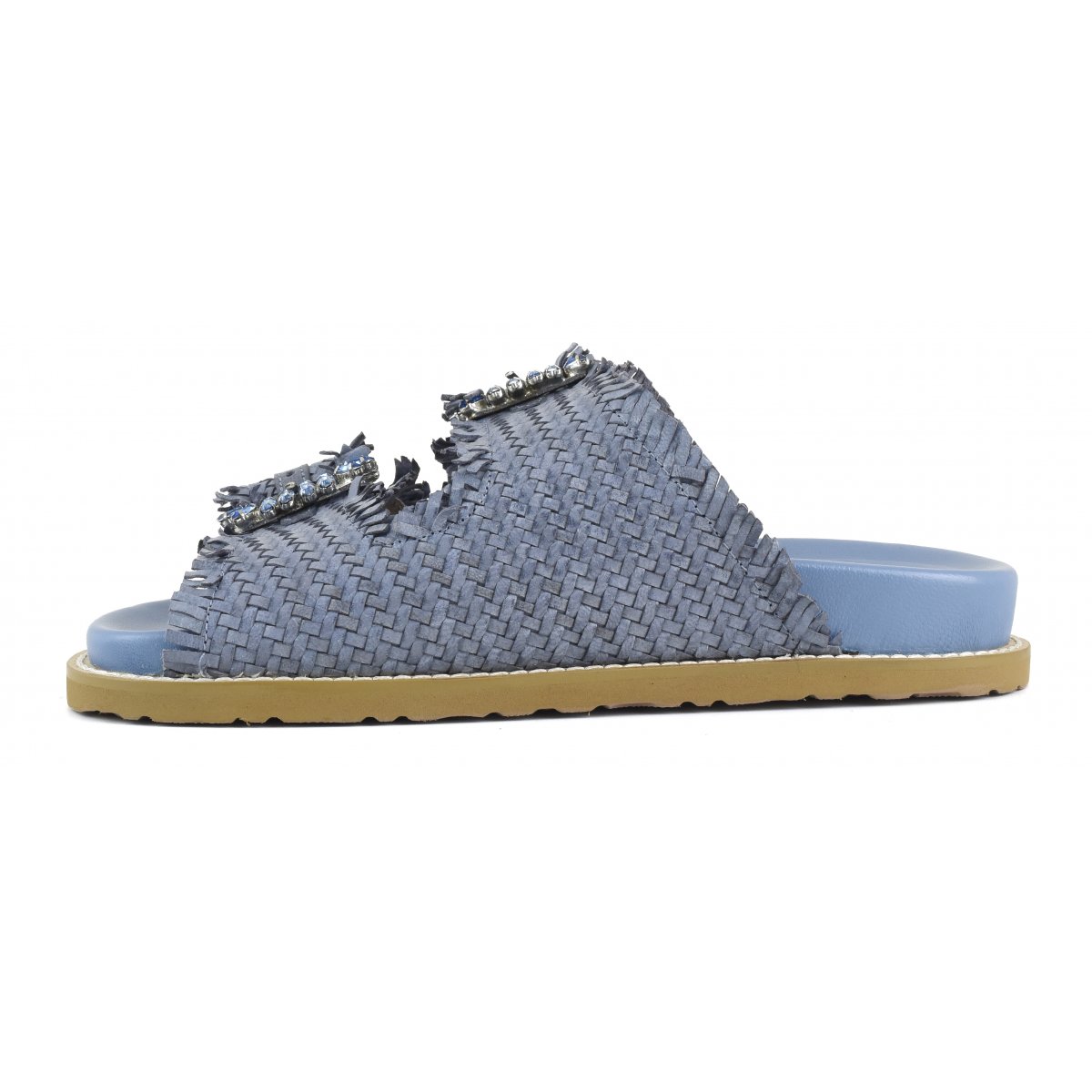 Sandalo gioiello in pelle intrecciata
