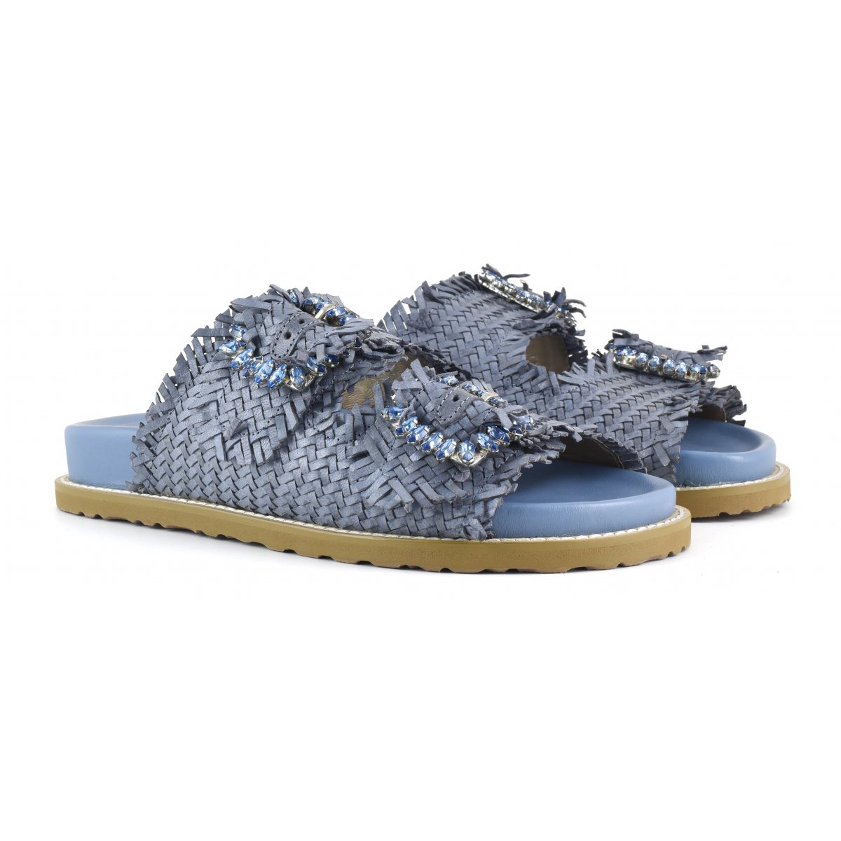 Sandalo gioiello in pelle intrecciata