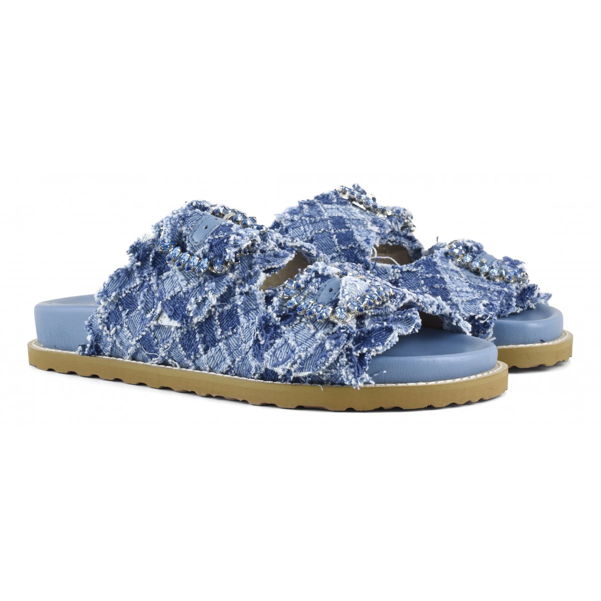 Sandalo gioiello intreccio denim