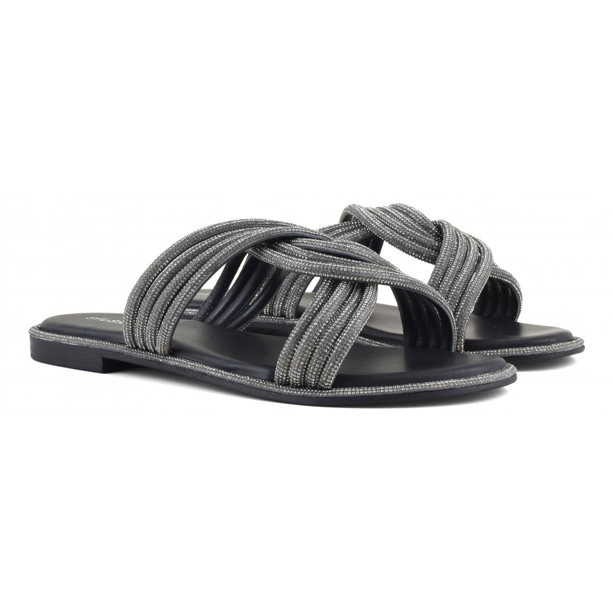 Sandalo fascia nodo strass