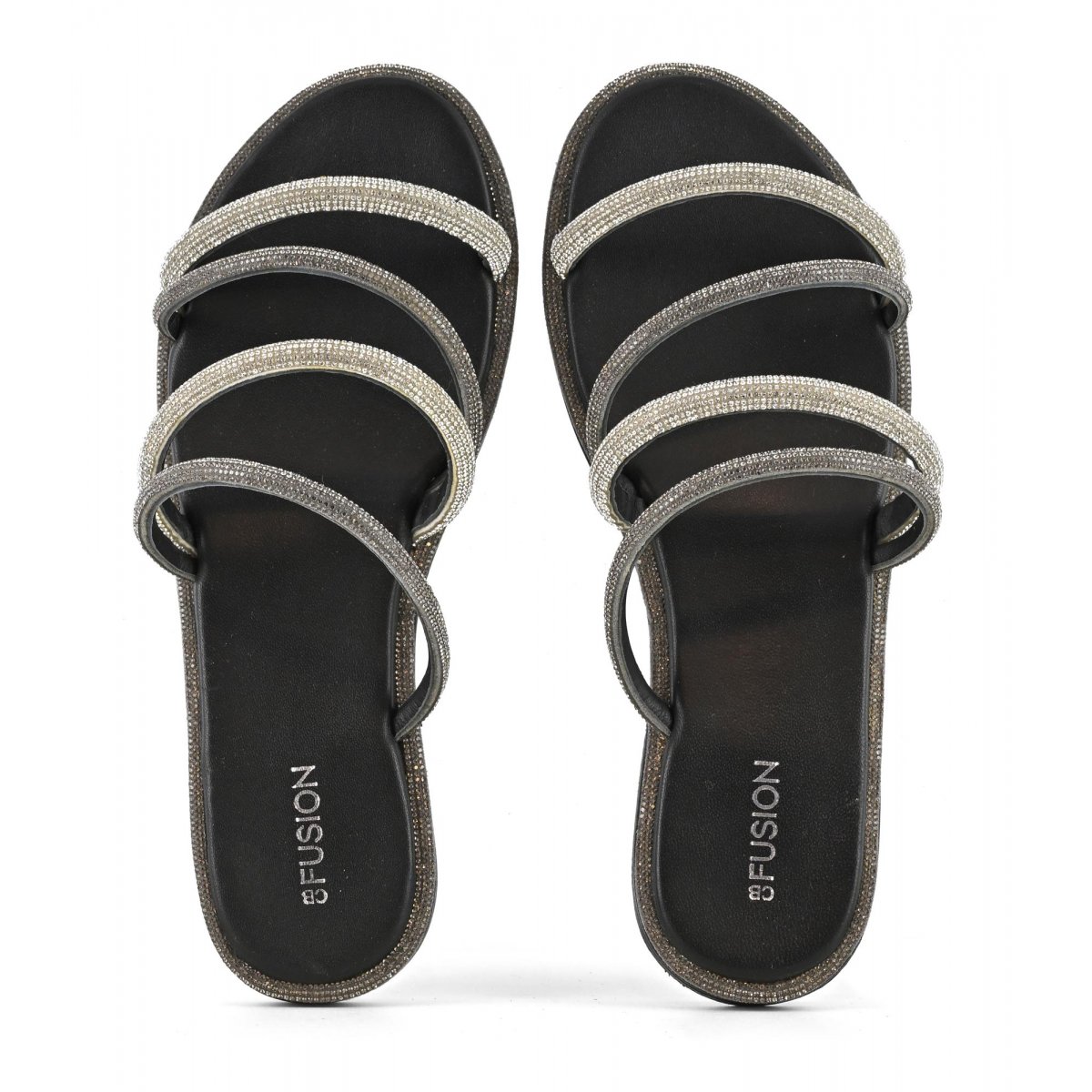 Sandalo con fasce strass