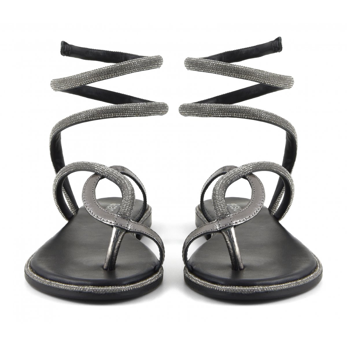 Sandalo wrap up con strass