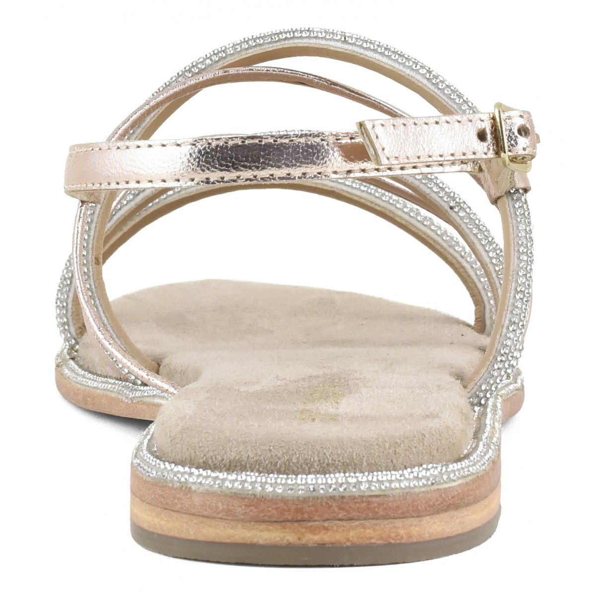 Sandalo con cinturino mix pelle e strass