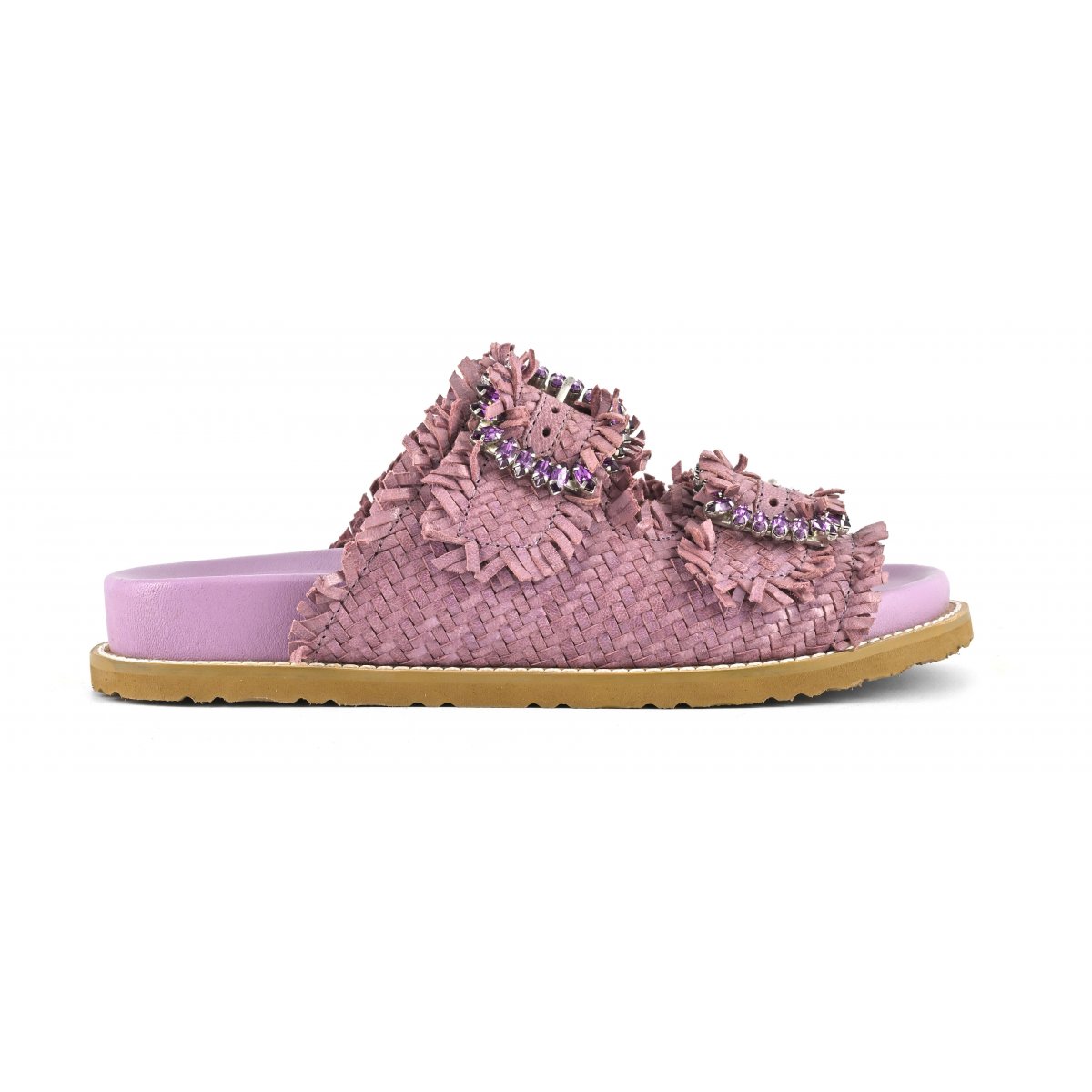Sandalo gioiello in pelle intrecciata