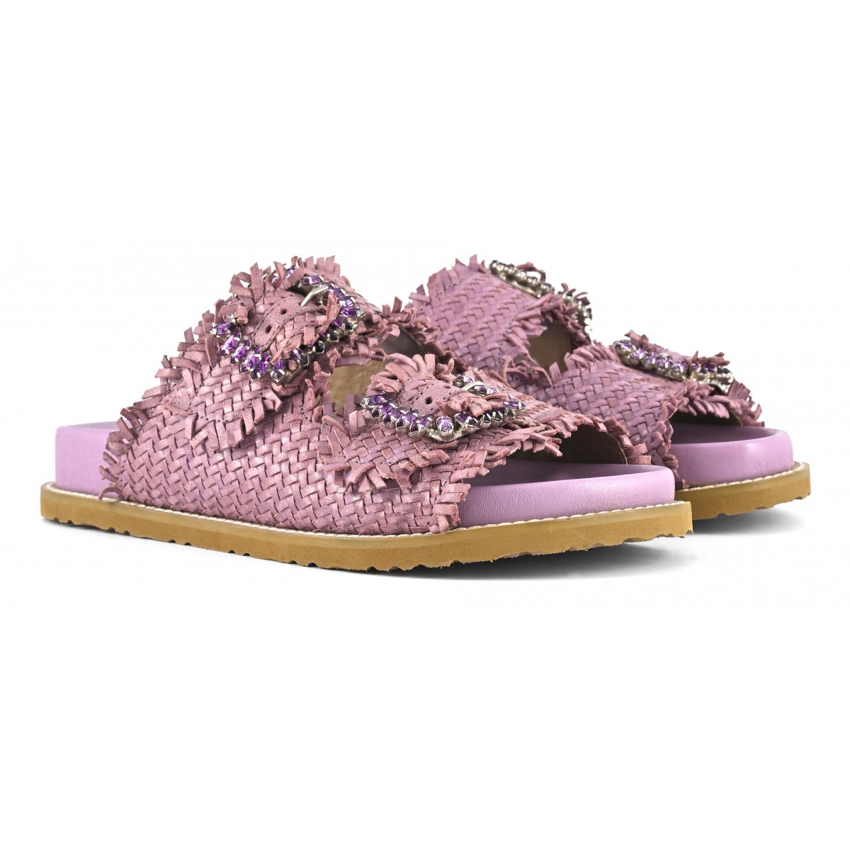 Sandalo gioiello in pelle intrecciata