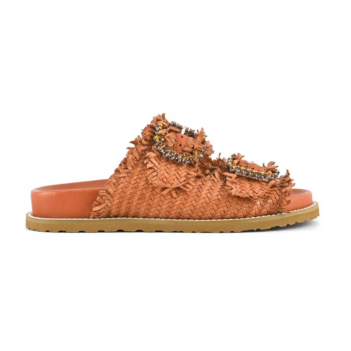 Sandalo gioiello in pelle intrecciata