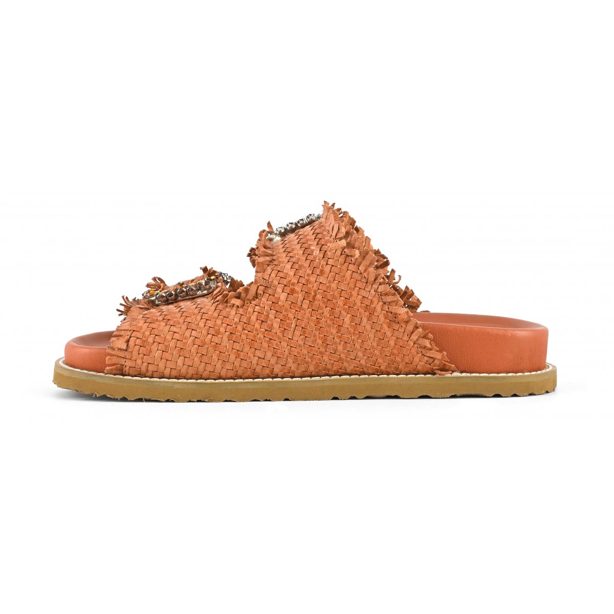 Sandalo gioiello in pelle intrecciata
