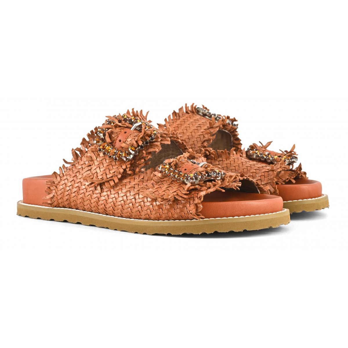 Sandalo gioiello in pelle intrecciata