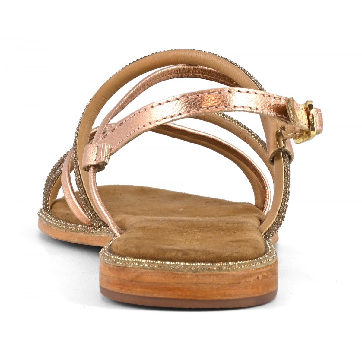 Sandalo con cinturino mix pelle e strass