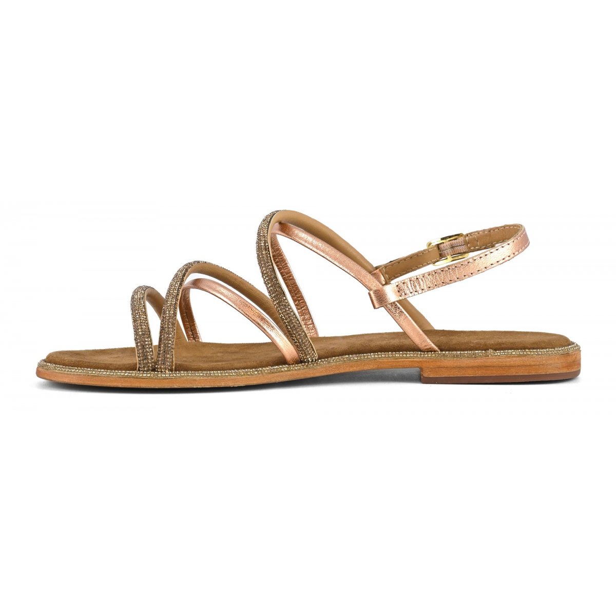 Sandalo con cinturino mix pelle e strass