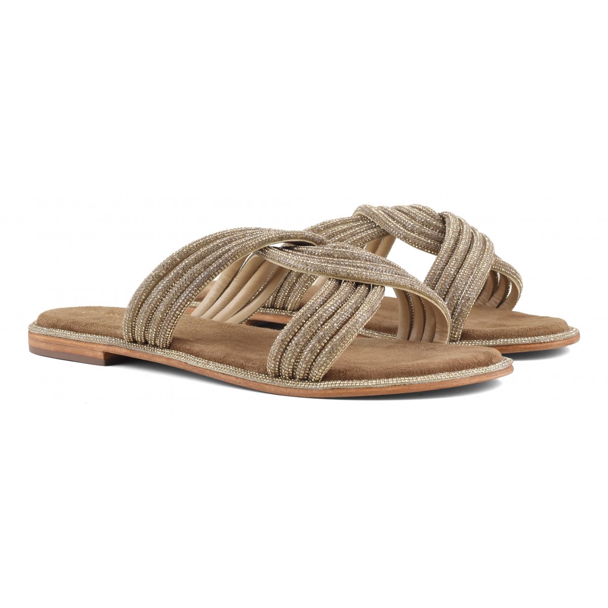 Sandalo fascia nodo strass