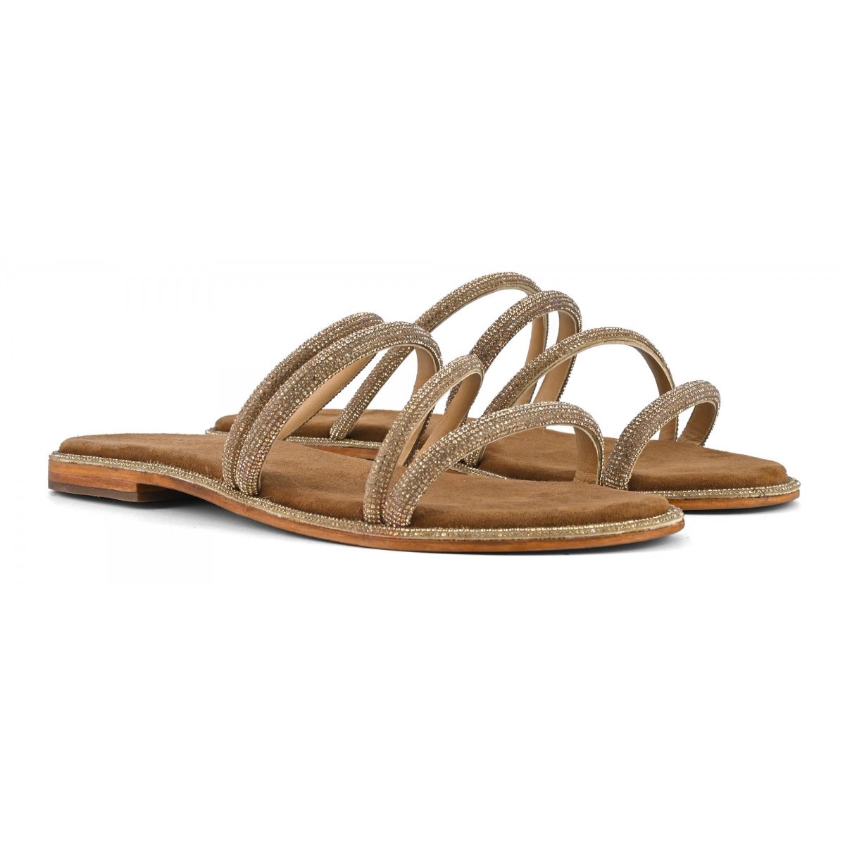 Sandalo con fasce strass