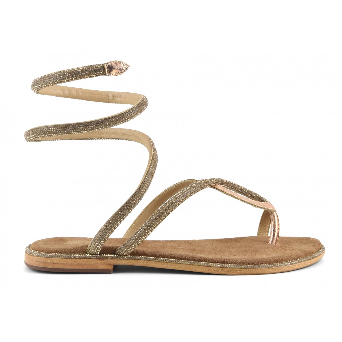 Sandalo wrap up con strass