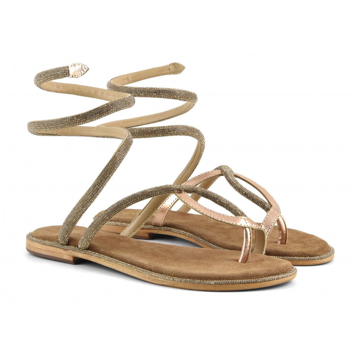 Sandalo wrap up con strass