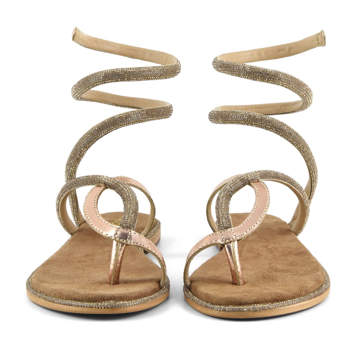Sandalo wrap up con strass