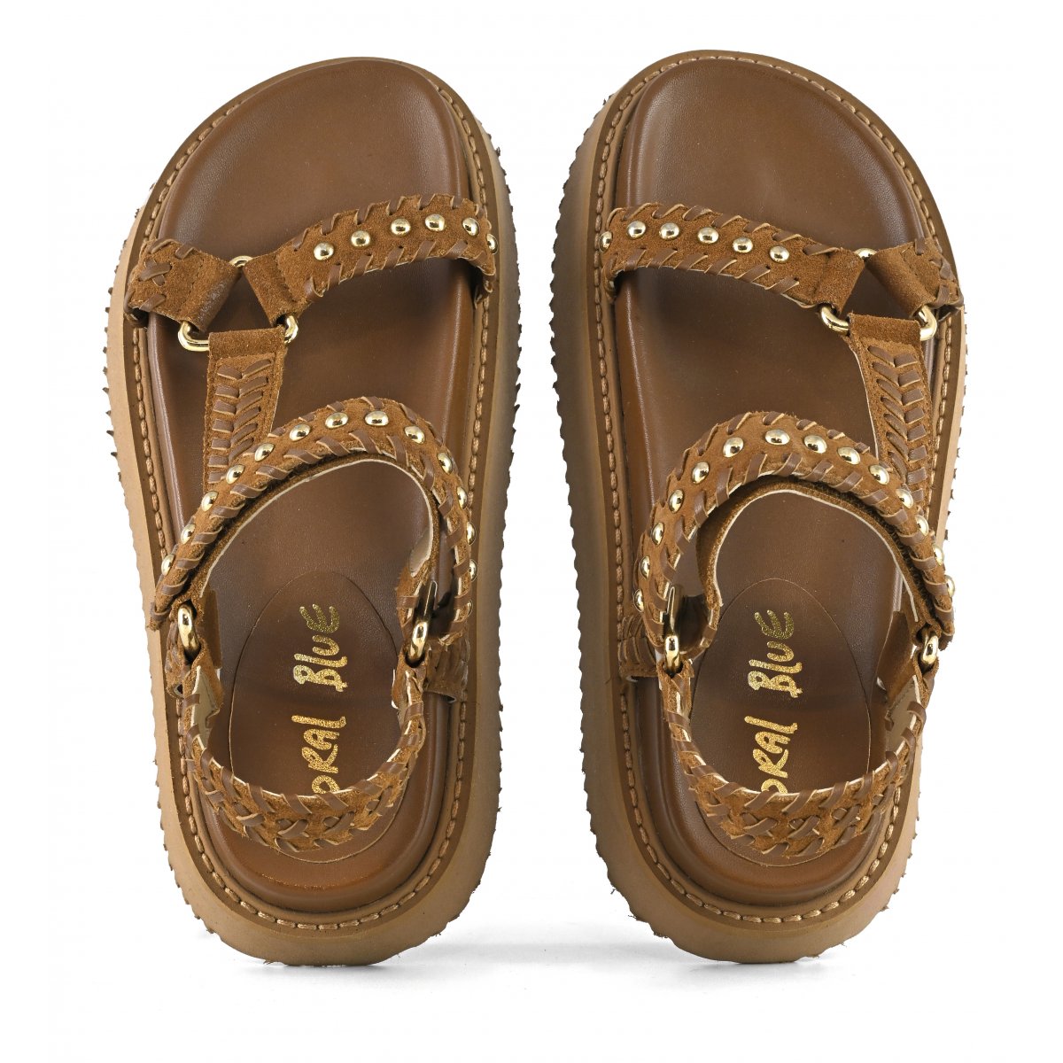 Platform in pelle infilature etniche