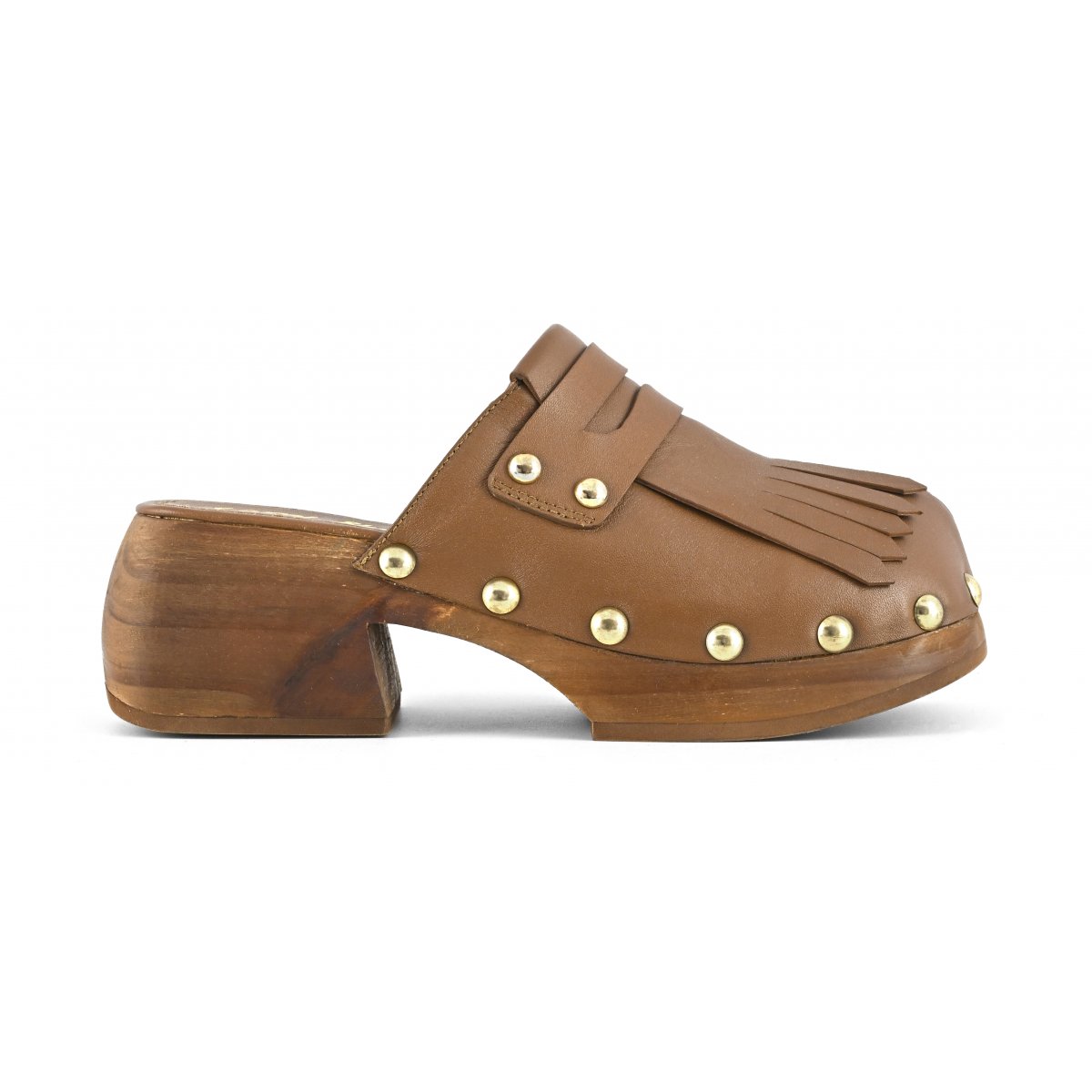 Zoccolo con frange in pelle