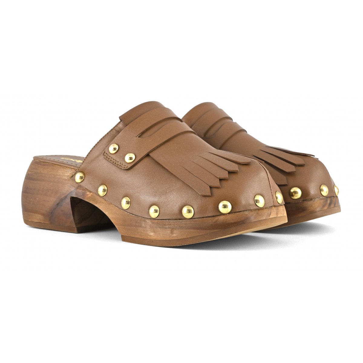 Zoccolo con frange in pelle