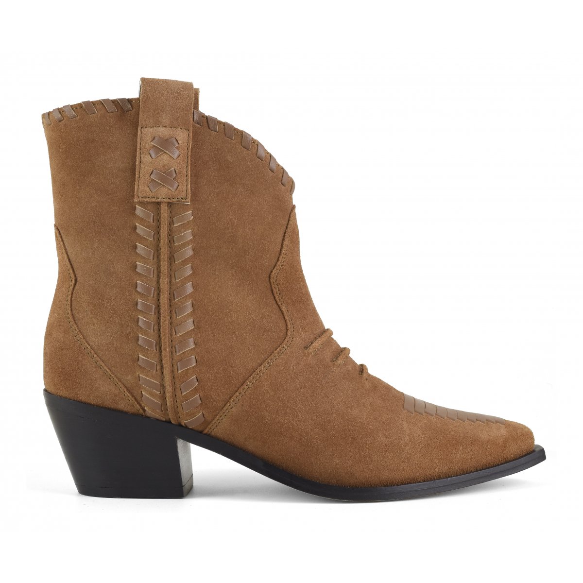 Stivale texano con infilature in pelle