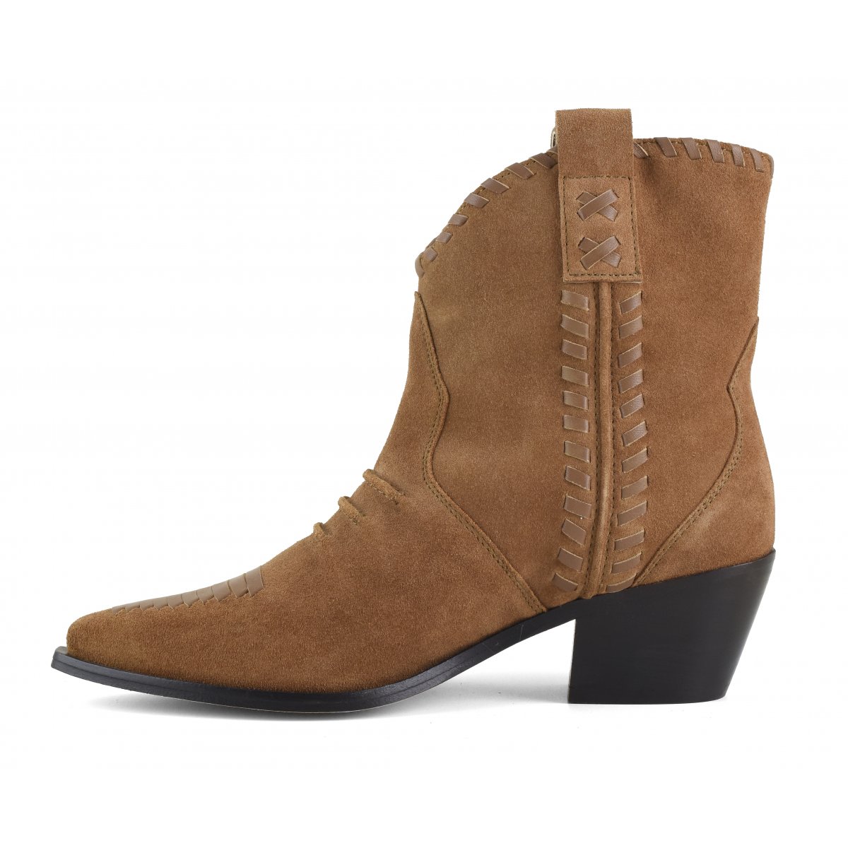 Stivale texano con infilature in pelle