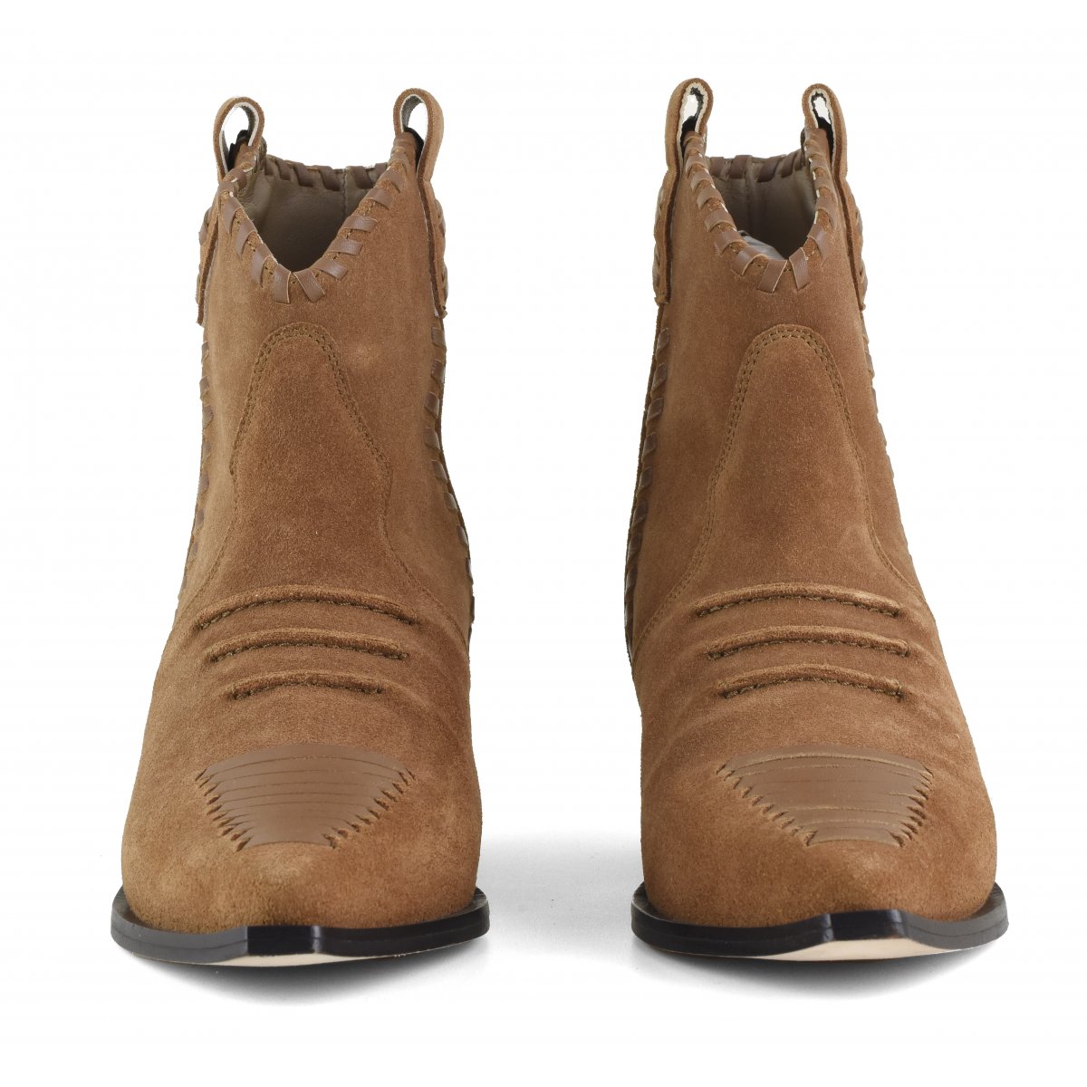 Stivale texano con infilature in pelle