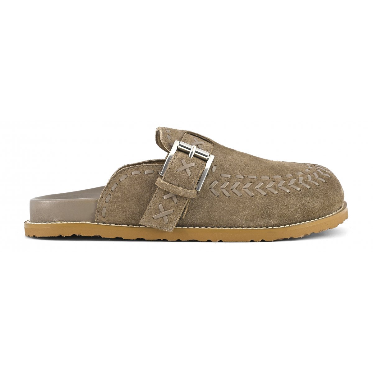 Sabot in pelle cuciture etniche