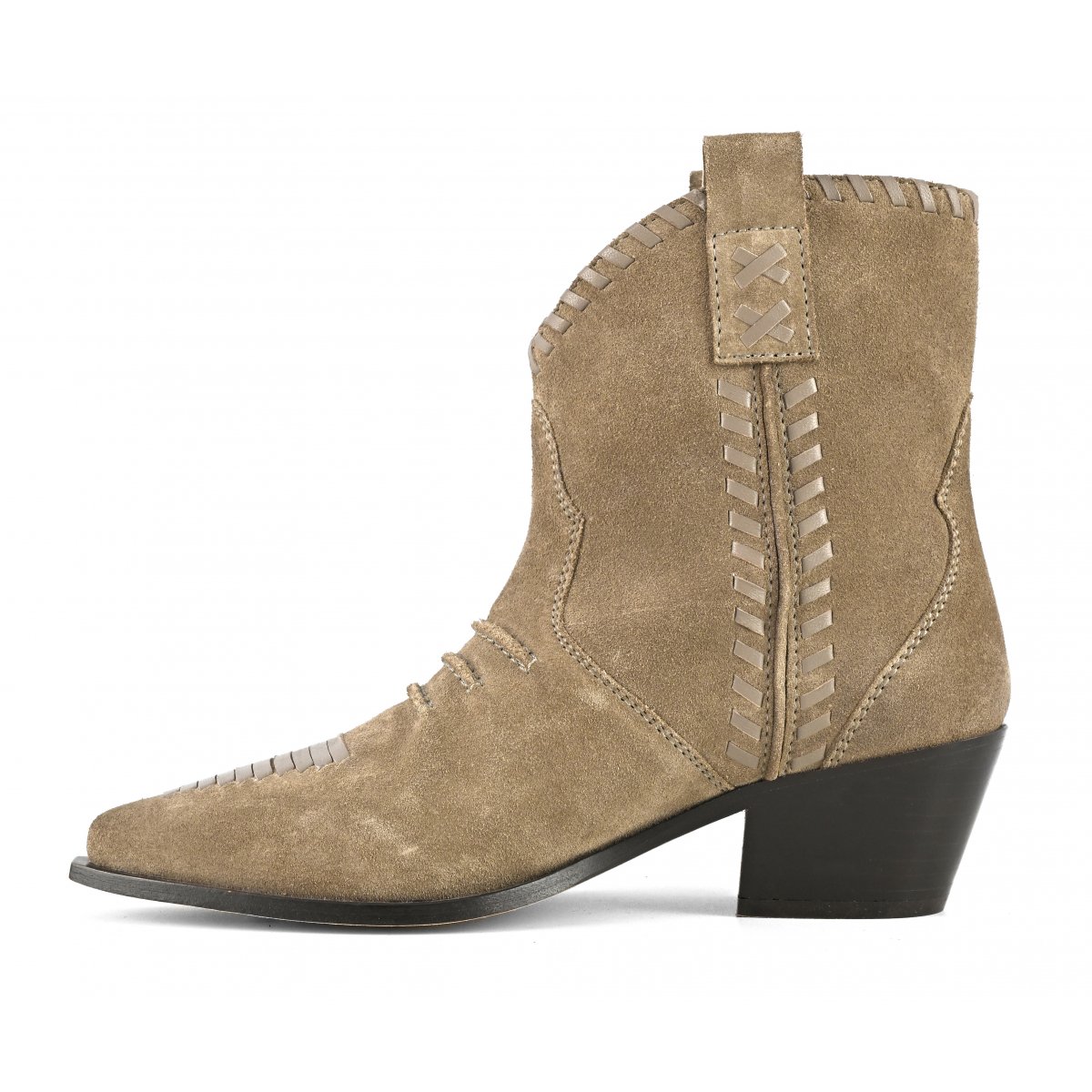 Stivale texano con infilature in pelle