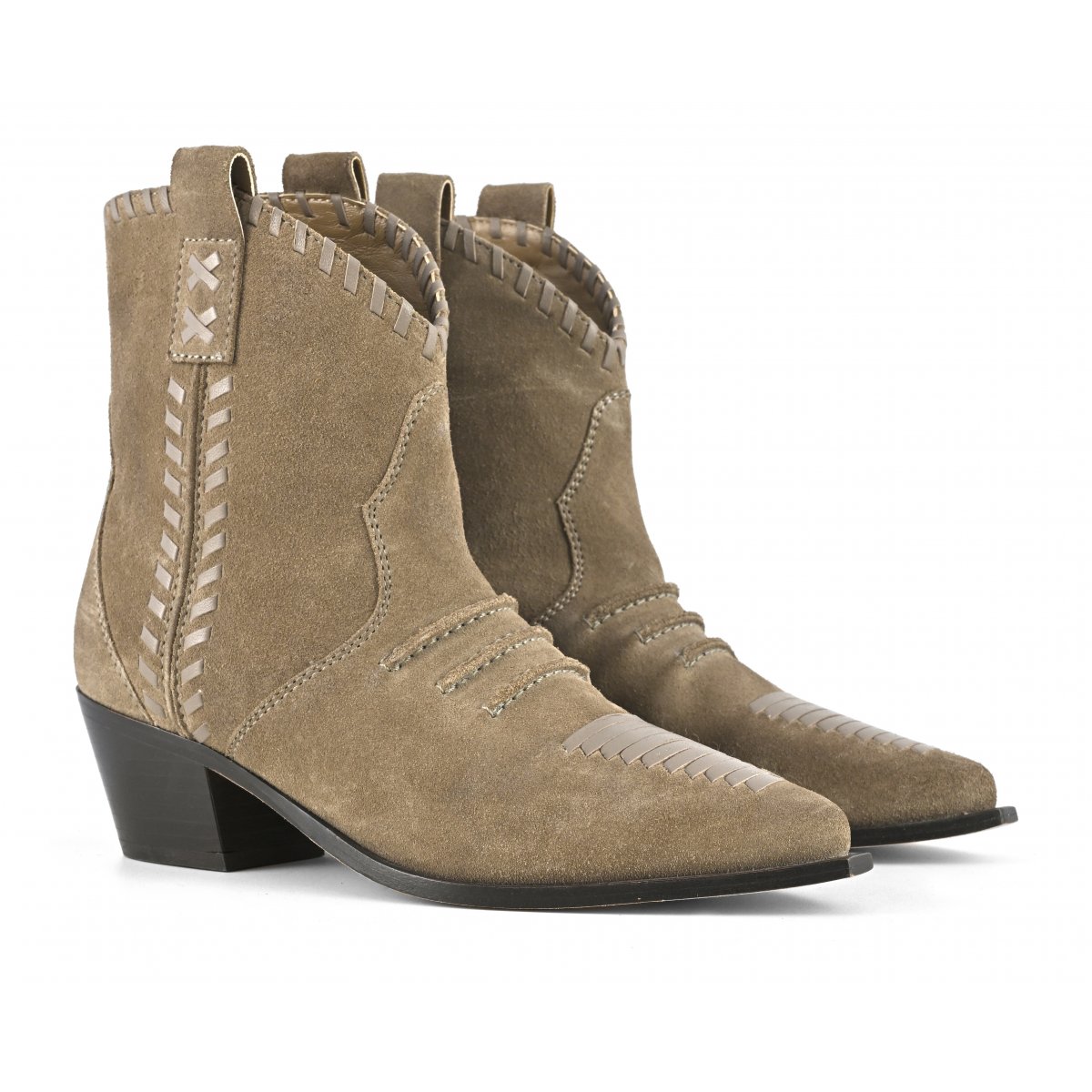 Stivale texano con infilature in pelle