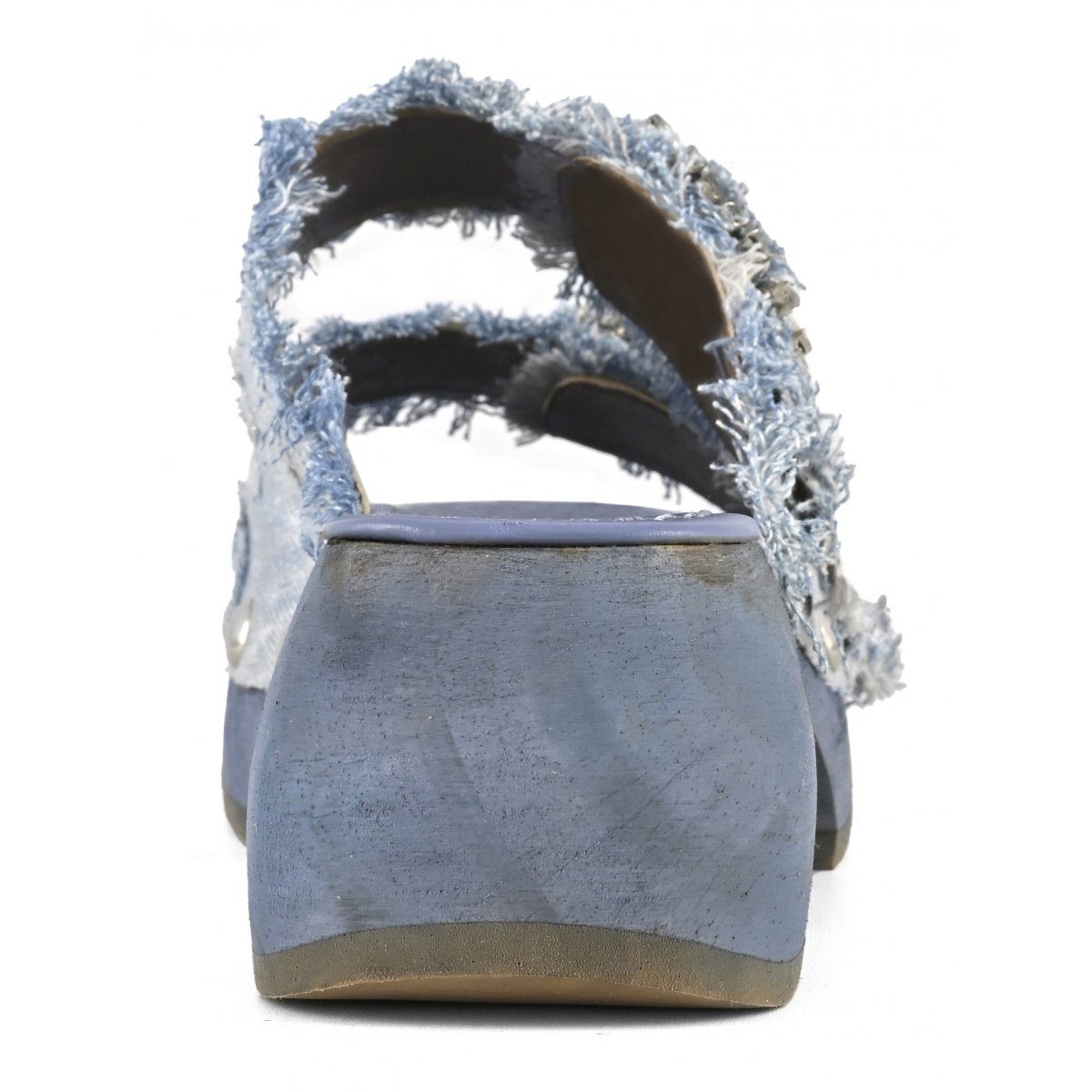 Zoccolo aperto in denim fibbie gioiello