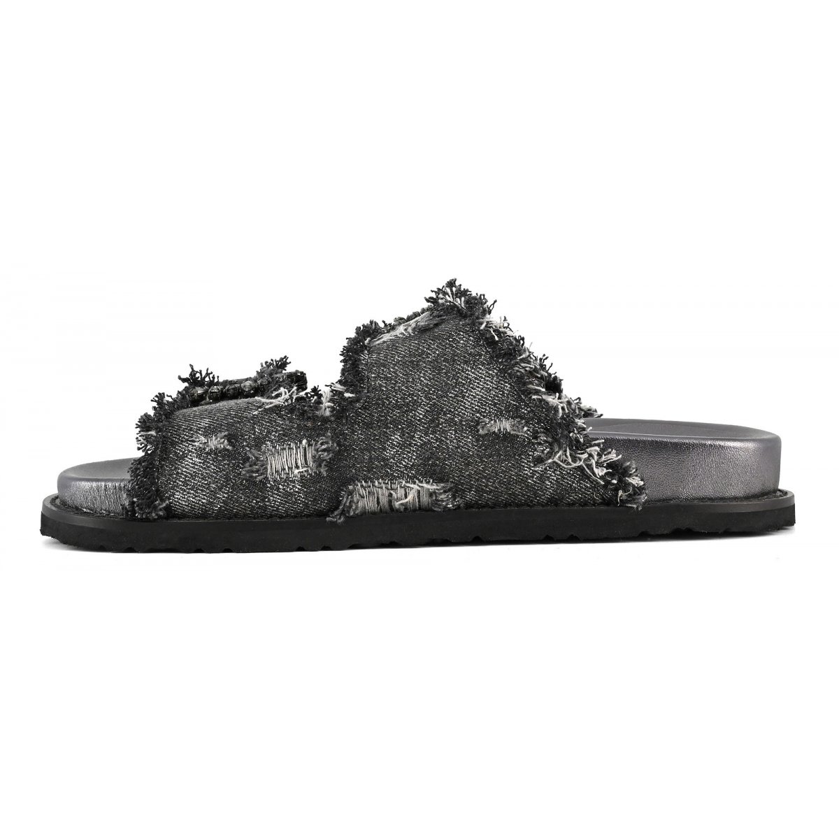 Sandalo gioiello in denim metallizzato
