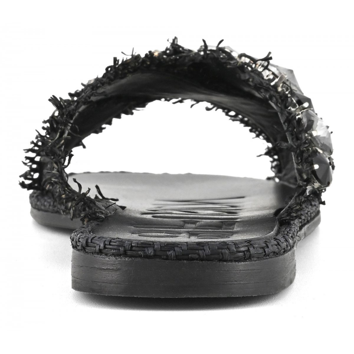 Sandalo incrociato in rafia con pietre