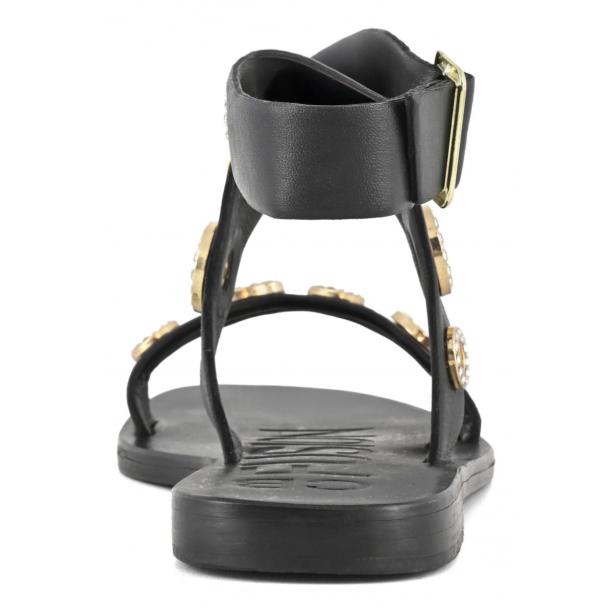 Sandalo in pelle con occhielli gioiello