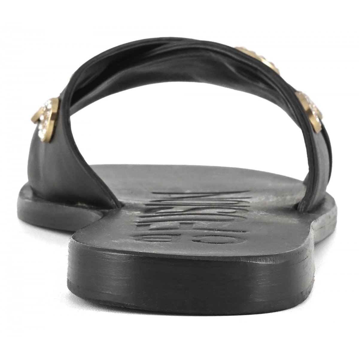 Sandalo in pelle laminata con occhielli gioiello