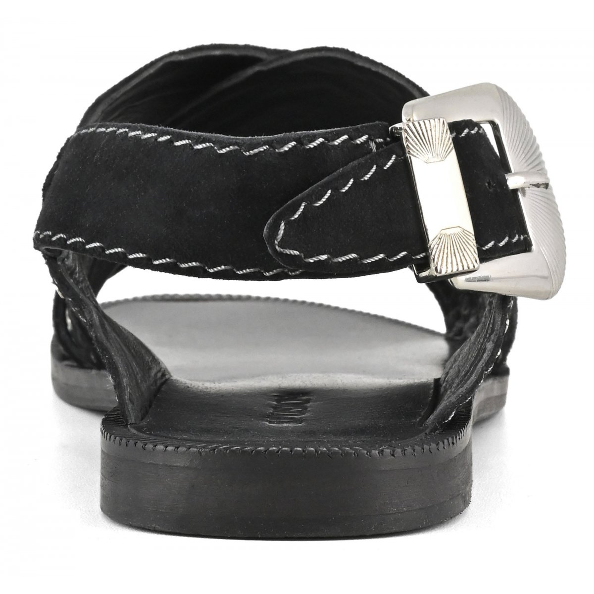 Sandalo incrociato con inserto in tessuto