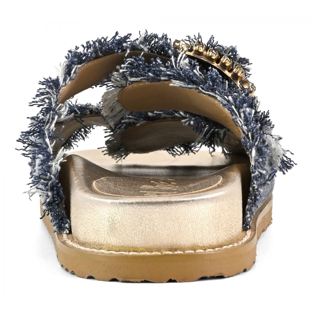 Sandalo gioiello in denim metallizzato