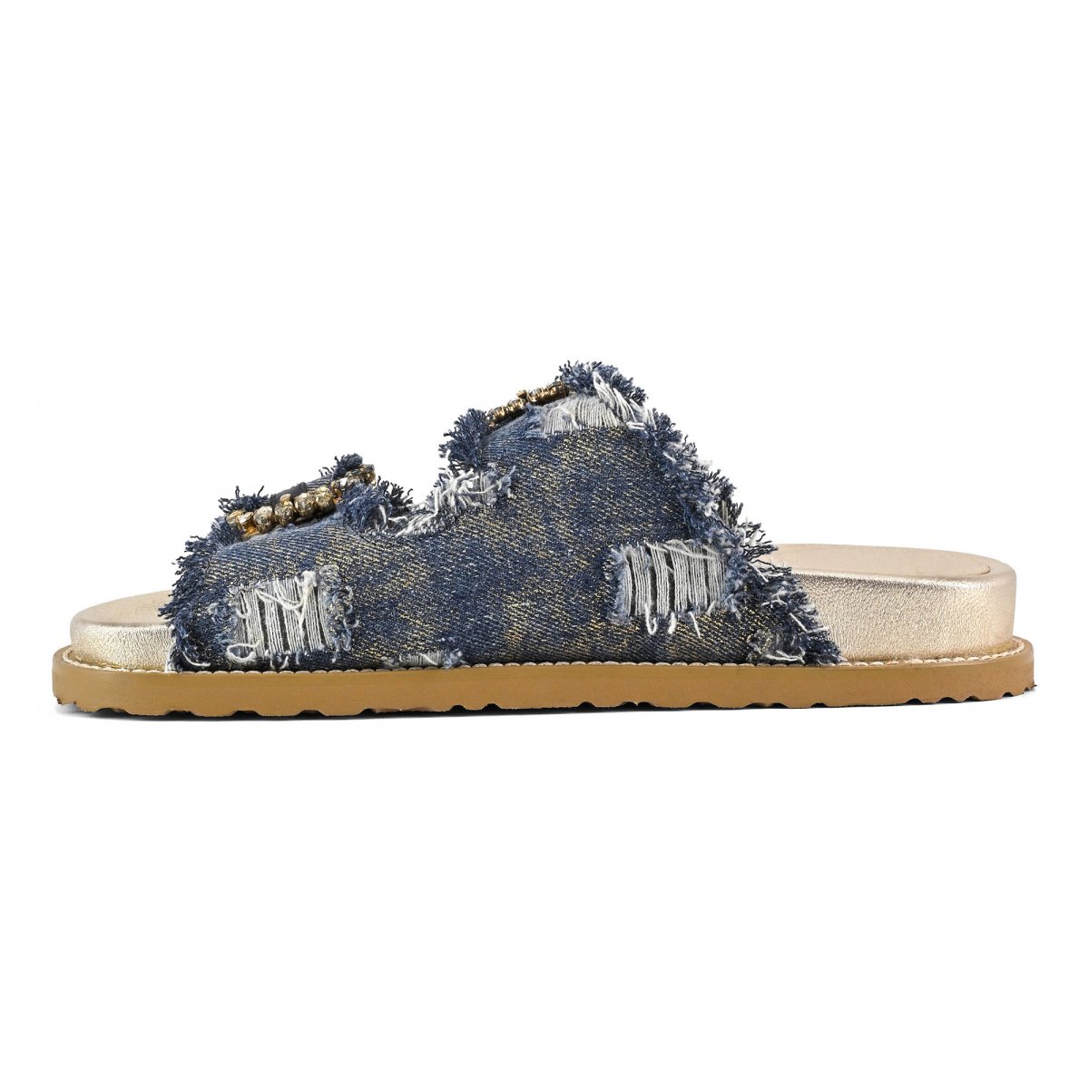 Sandalo gioiello in denim metallizzato