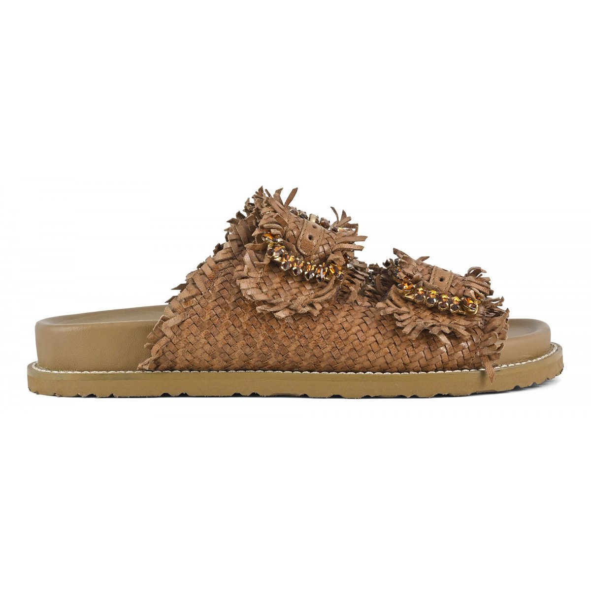 Sandalo gioiello in pelle intrecciata