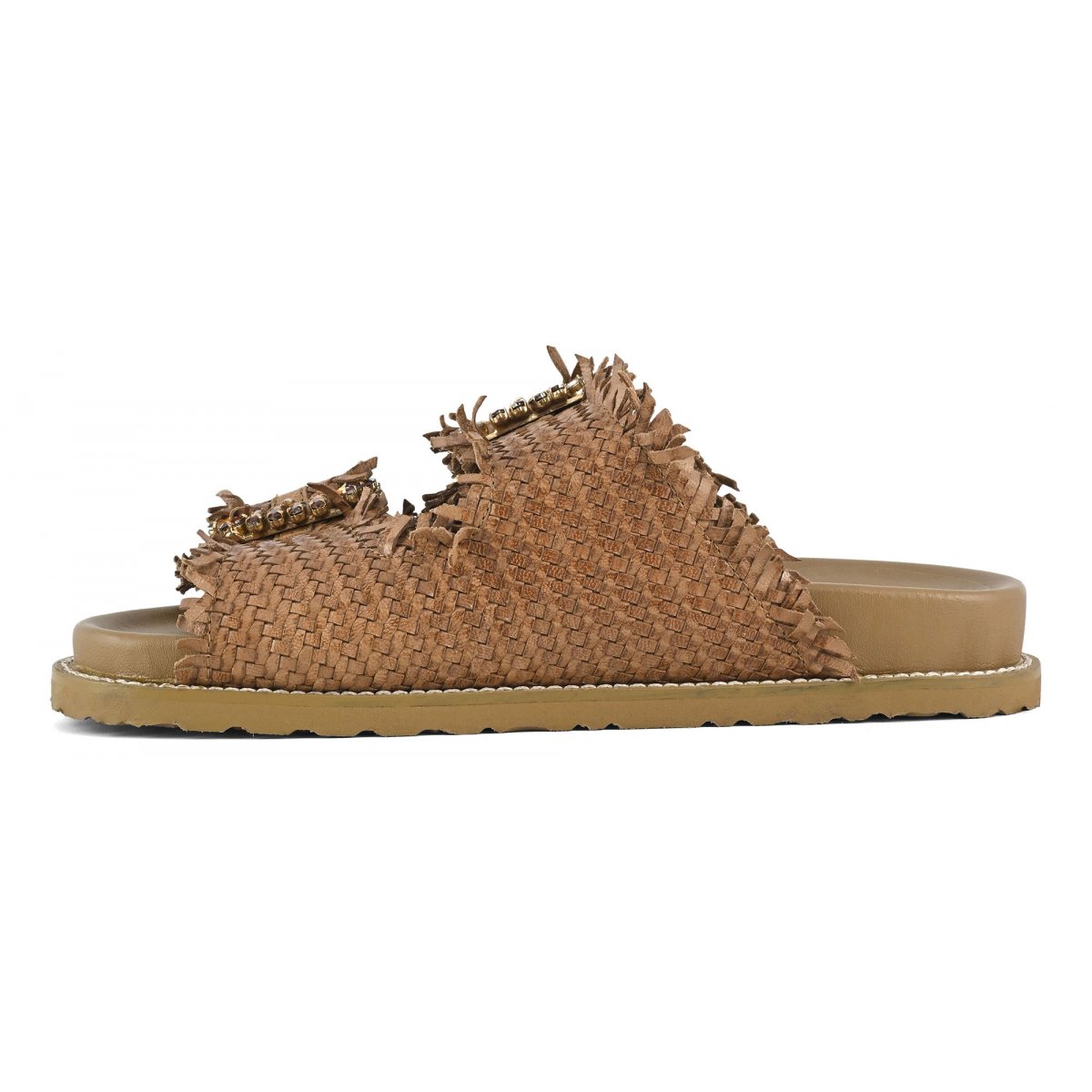 Sandalo gioiello in pelle intrecciata