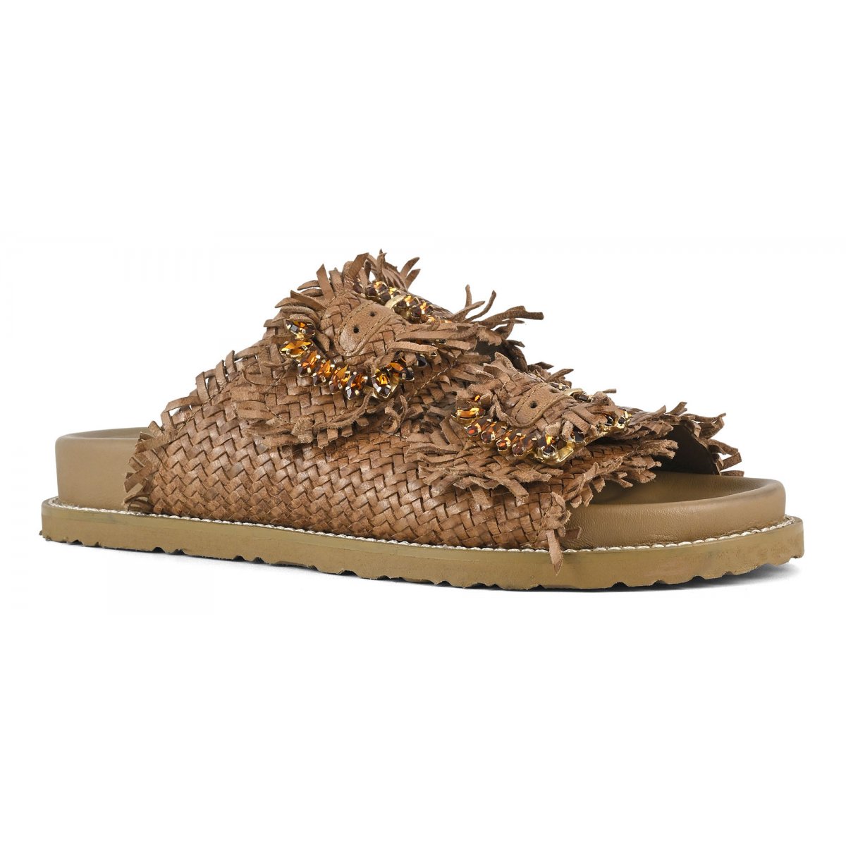Sandalo gioiello in pelle intrecciata