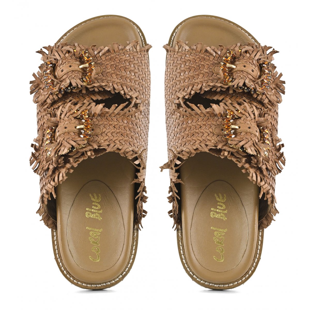 Sandalo gioiello in pelle intrecciata