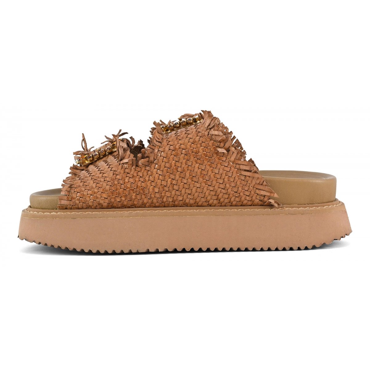 Sandalo platform in pelle intrecciata