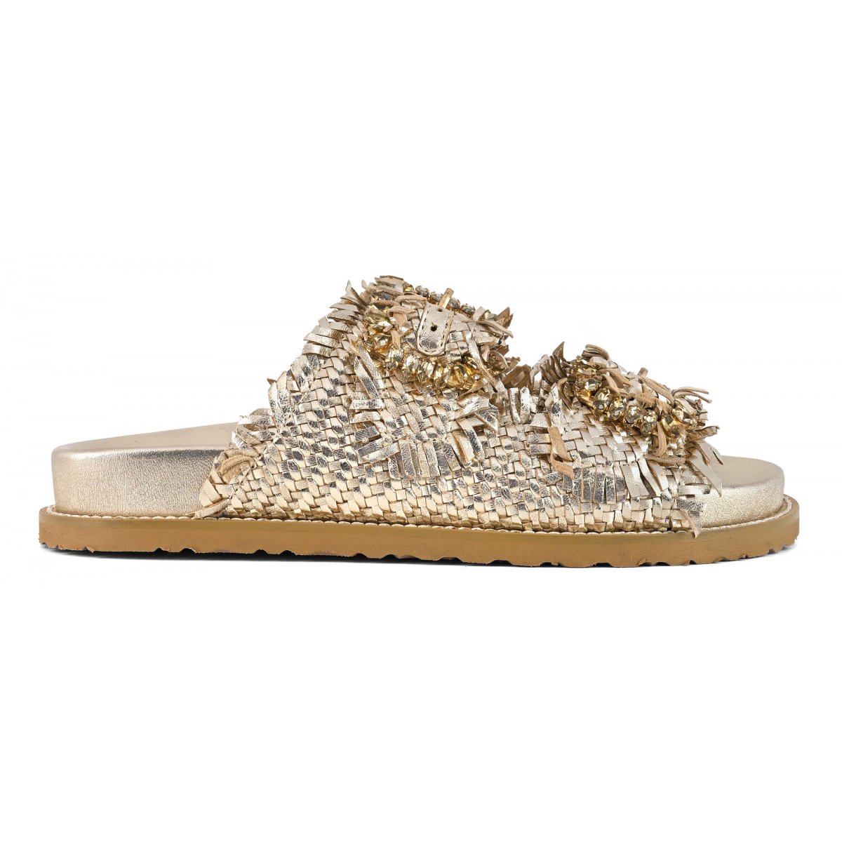 Sandalo gioiello in pelle intrecciata