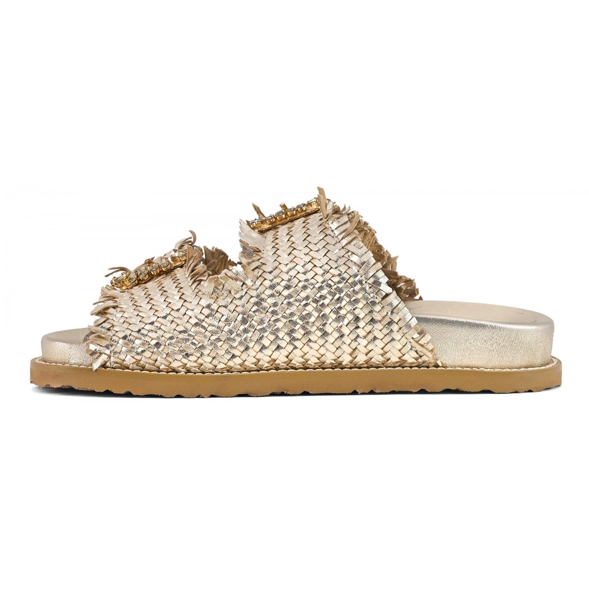 Sandalo gioiello in pelle intrecciata