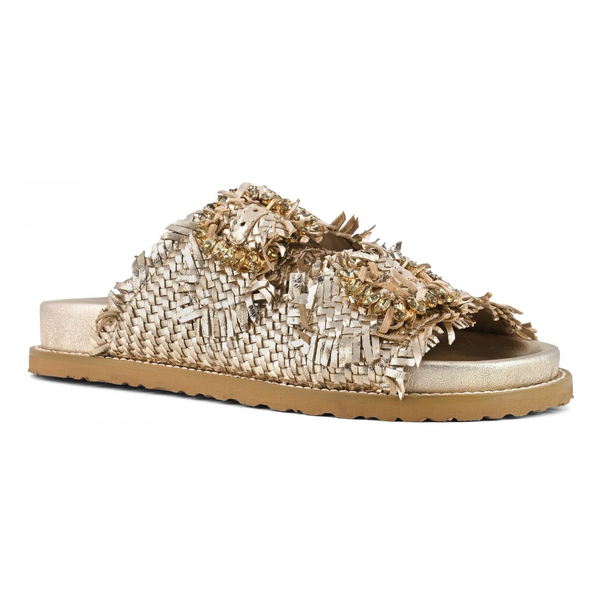 Sandalo gioiello in pelle intrecciata