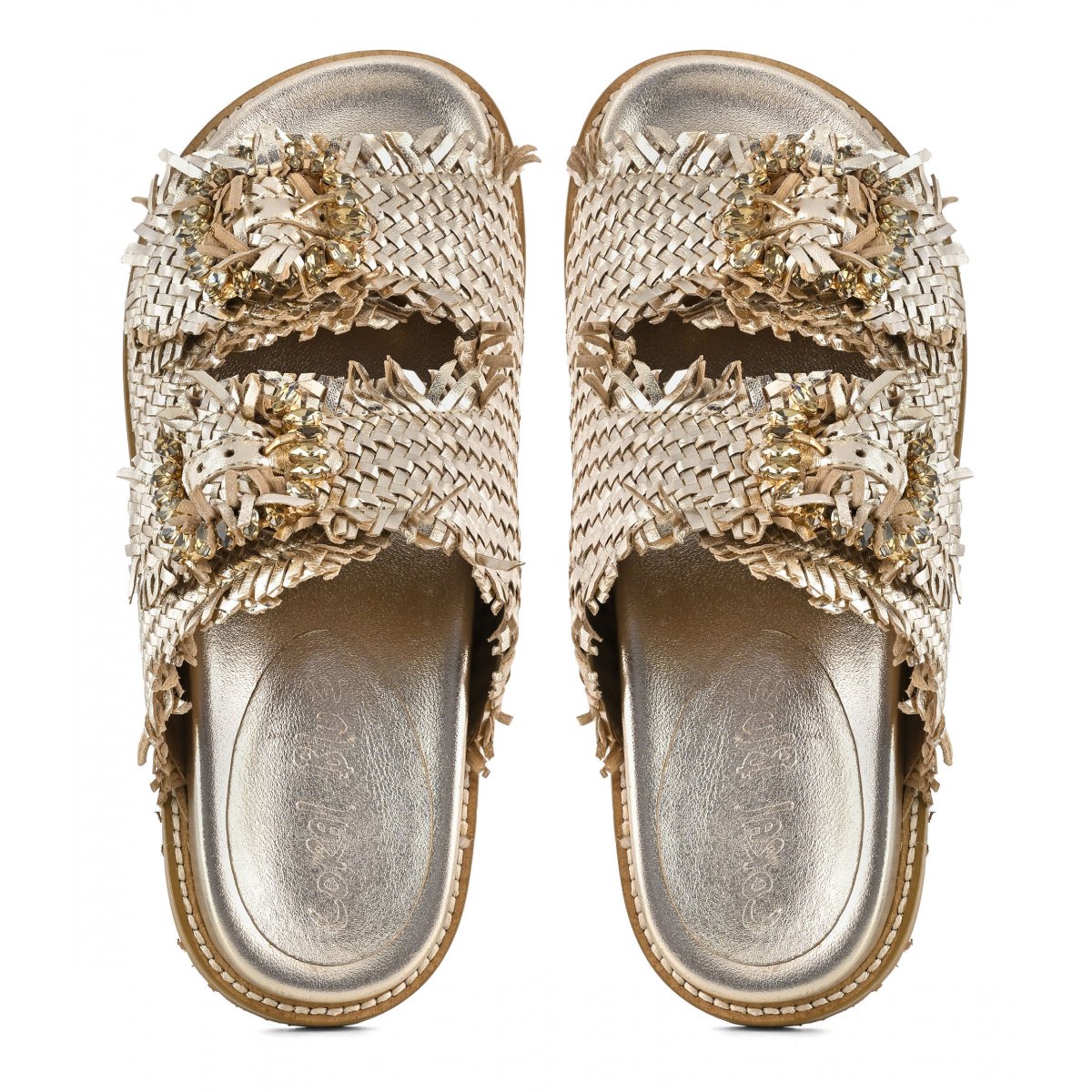 Sandalo gioiello in pelle intrecciata