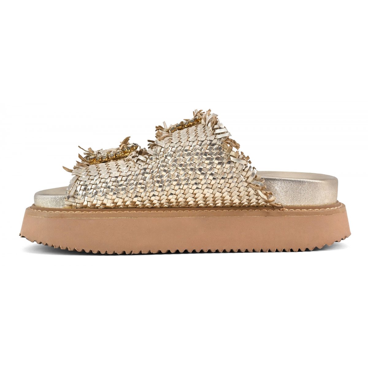 Sandalo platform in pelle intrecciata