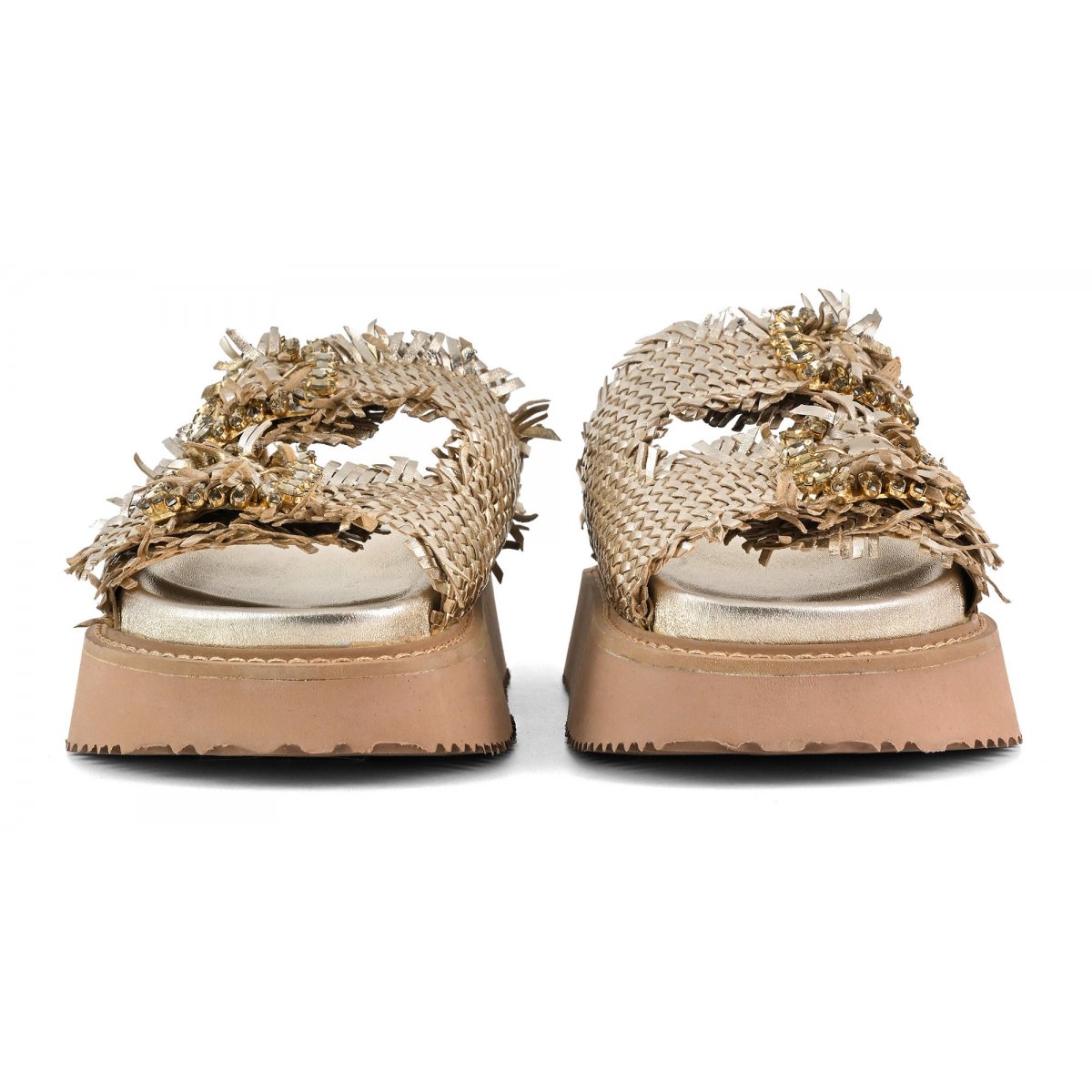 Sandalo platform in pelle intrecciata