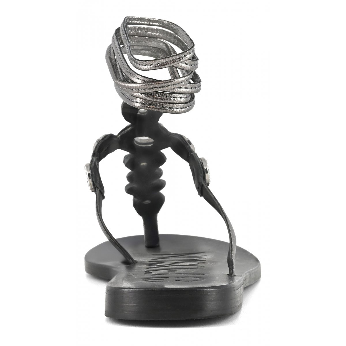 Sandalo infradito con laccio e occhielli gioiello