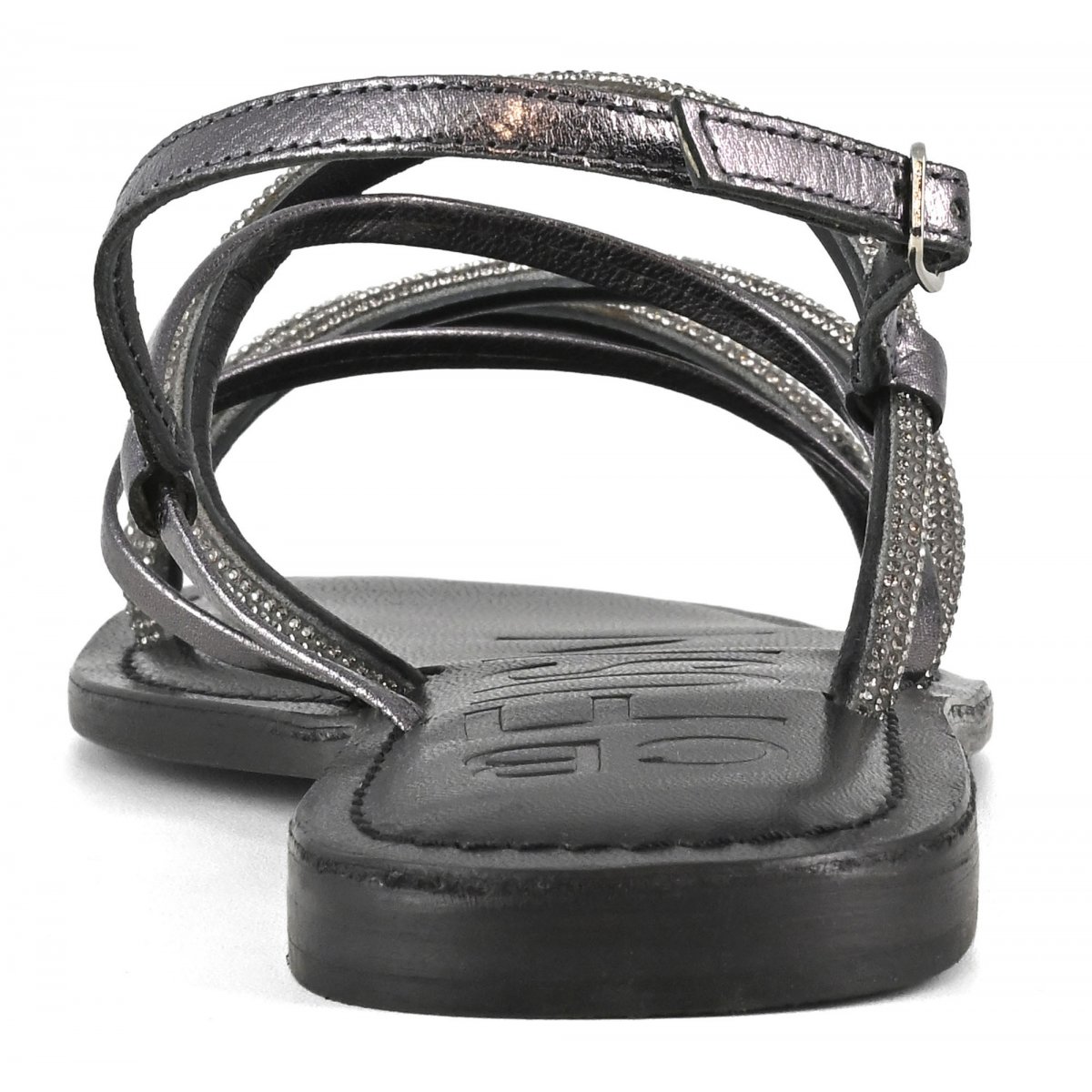 Sandalo mix pelle e hotfix